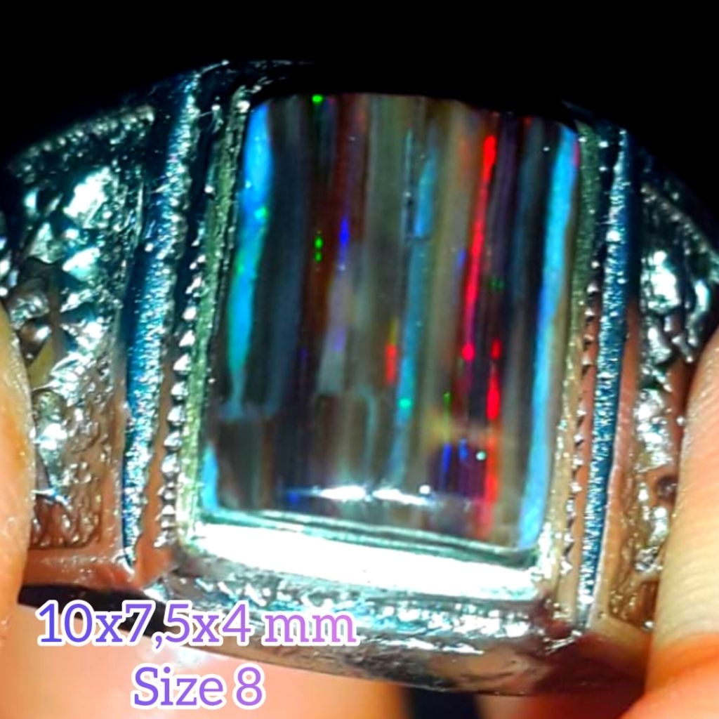 Cincin Batu Black Opal Sempur Ruyung Bule Laser Natural Jarong Biyang Bahan Ranting