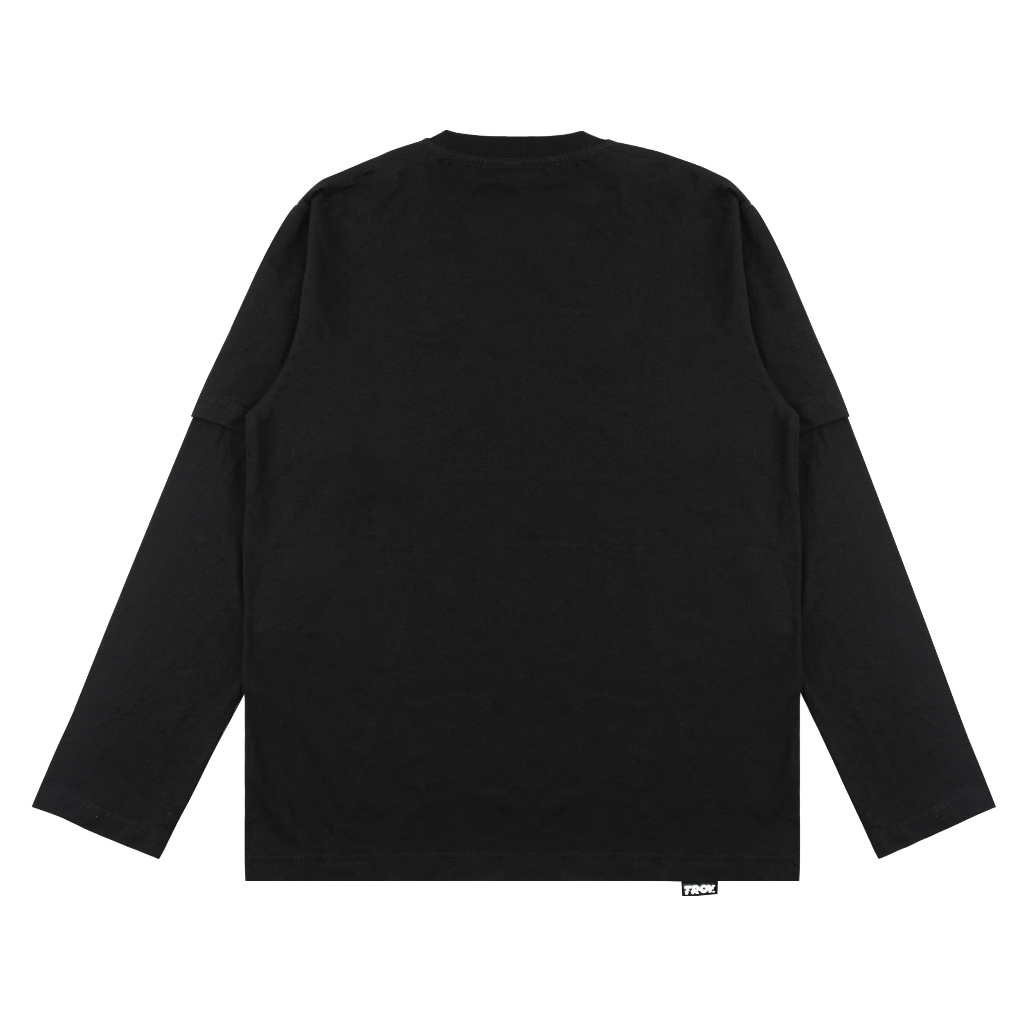 Troy Company Double Sleeve Double Layer Longsleeve Tshirt Pure Black Dystopia - Kaos Lengan Panjang Hitam DSD 2533
