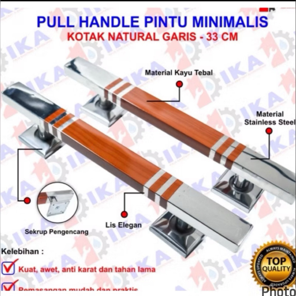 pull handle pintu sus 304 PULL HANDLE PINTU KOTAK MOTIF KAYU STAINLESS SUS 304 gagang pintu handle p