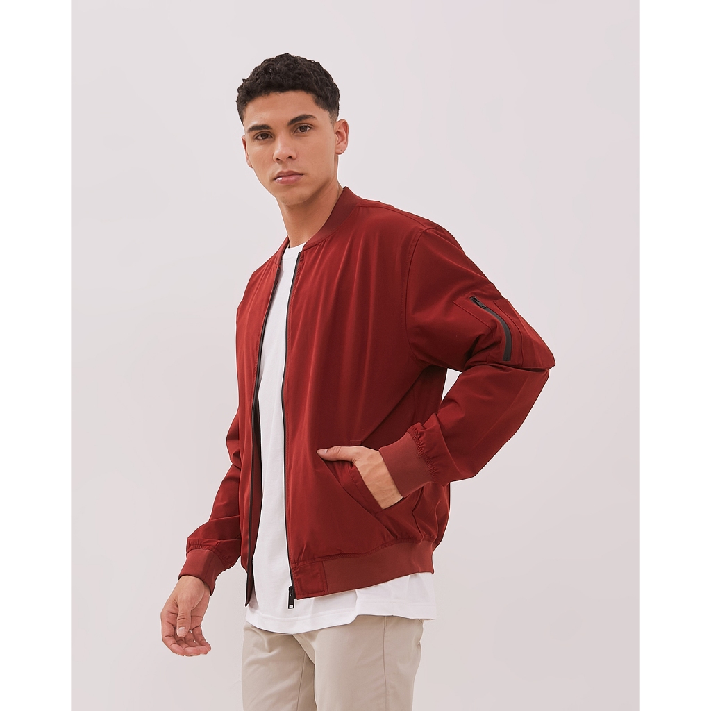 VALINO Jaket Bomber Merah Maroon Pria - V-DKCO07-D5