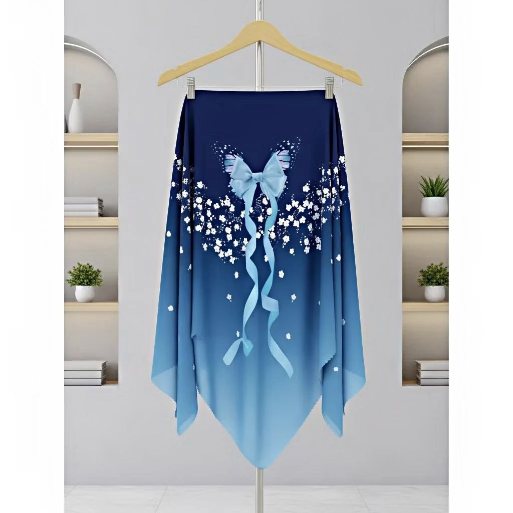 HIJAB SEGI EMPAT 110×110 VOAL NAVY BIRU MUDA/KERUDUNG SEGI EMPAT