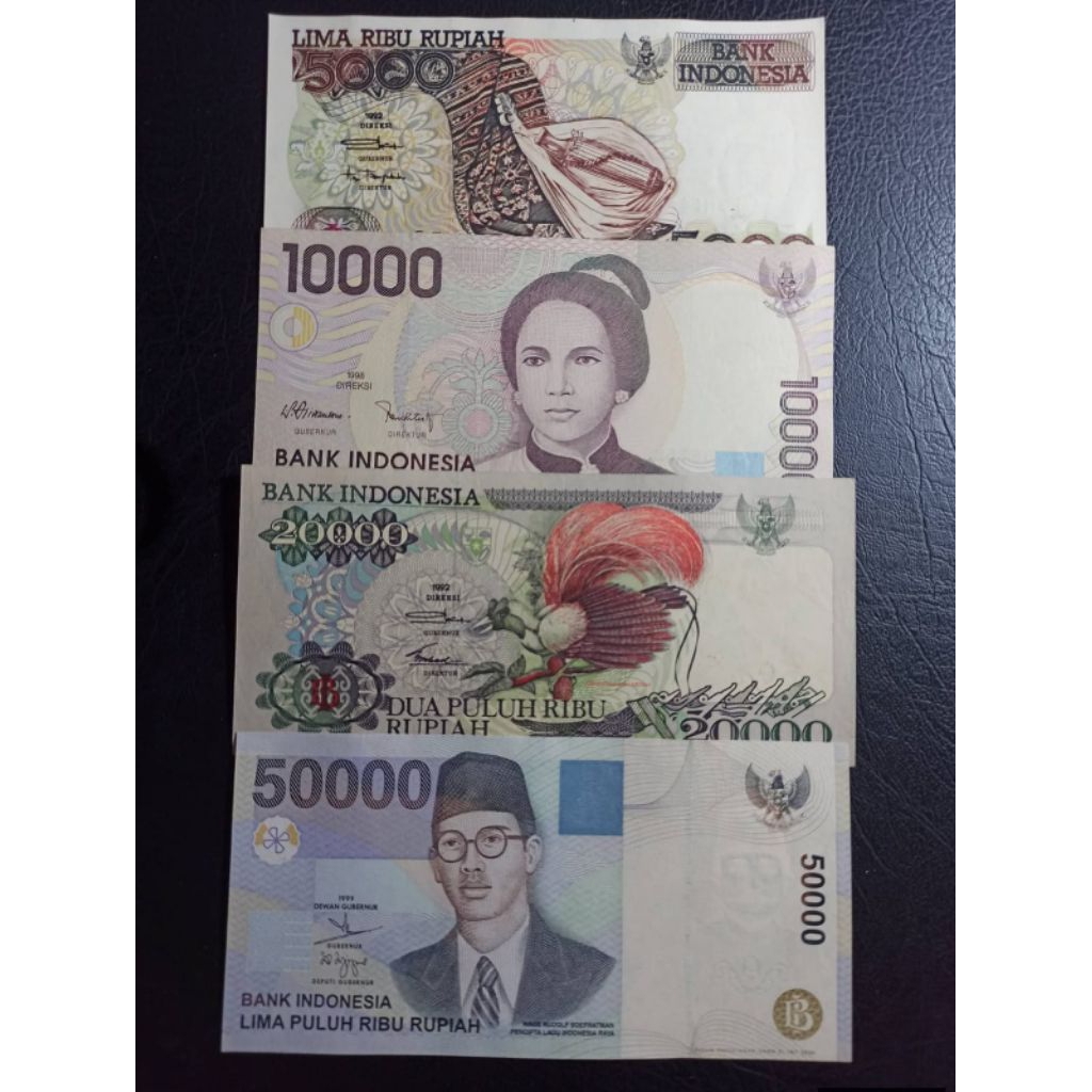 Paket MURAH HEMAT 4 lembar Uang kertas kuno Indonesia Campur sesuai Foto