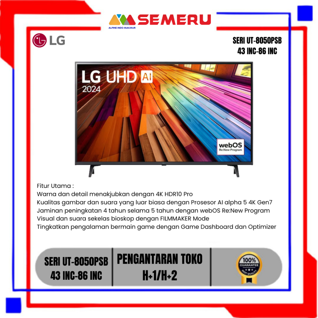 LG UHD 4K SMART TV 43 INC 43UT-8050PSB / 50 INC 50UT-8050PSB / 55 INC 55UT-9050PSB / 70 INC 70UT-805