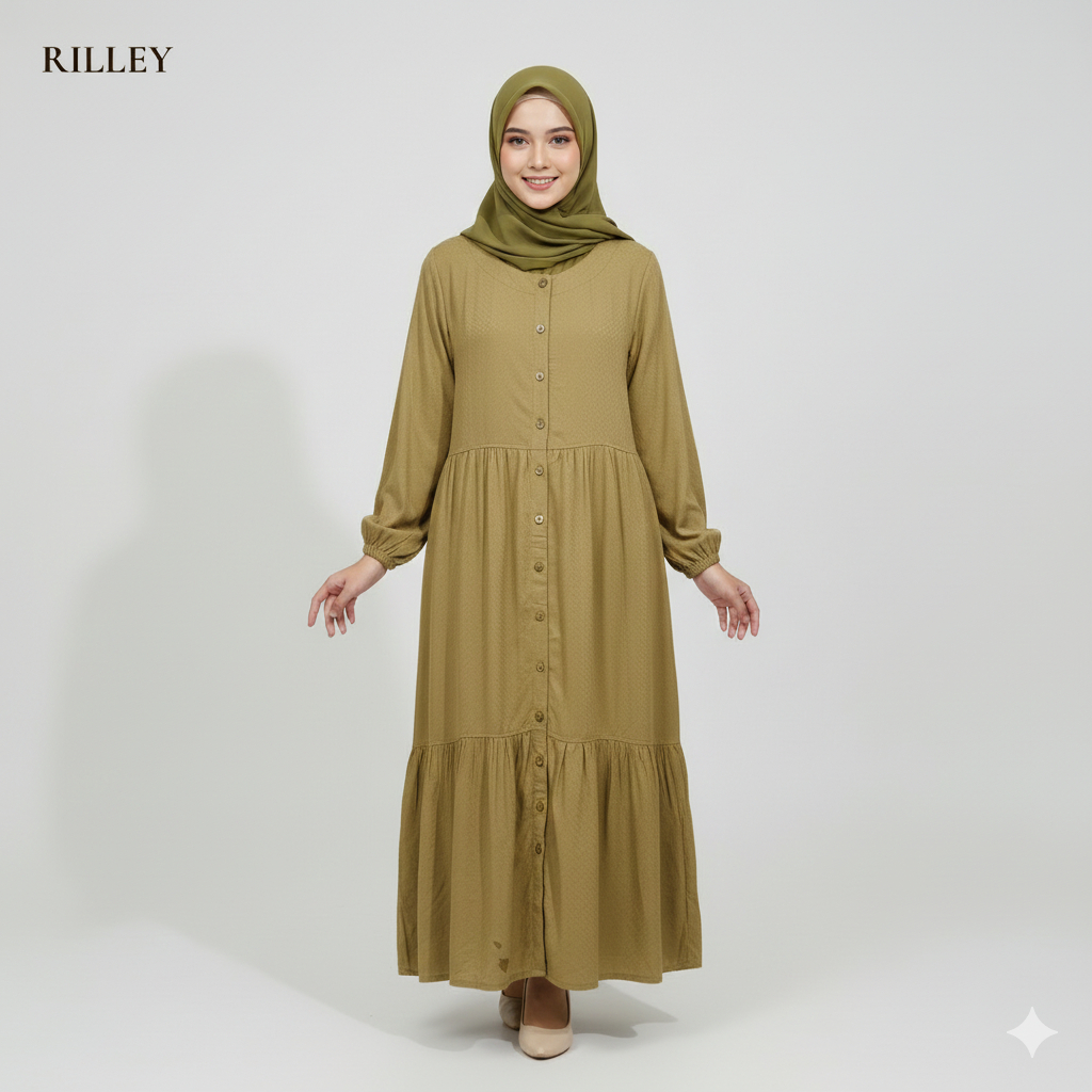 RILLEY - Gamis Fathiya | Gamis Wanita Adem Bahan Rayon Dobby