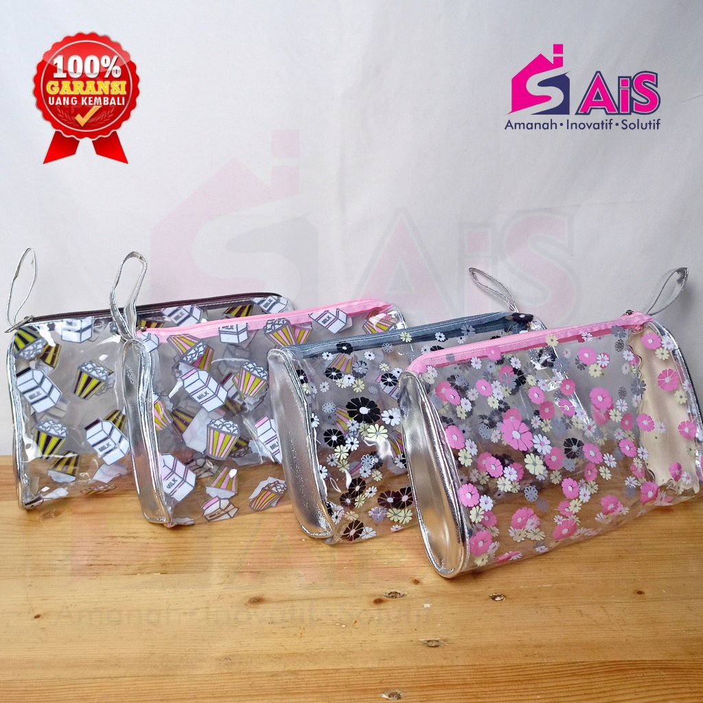 POUCH OVAL SALJU BENING TAS TAS KOSMETIK TRANSPARAN POUCH SALJU TEBAL TAS POUCH WASHBAG TOILETRY