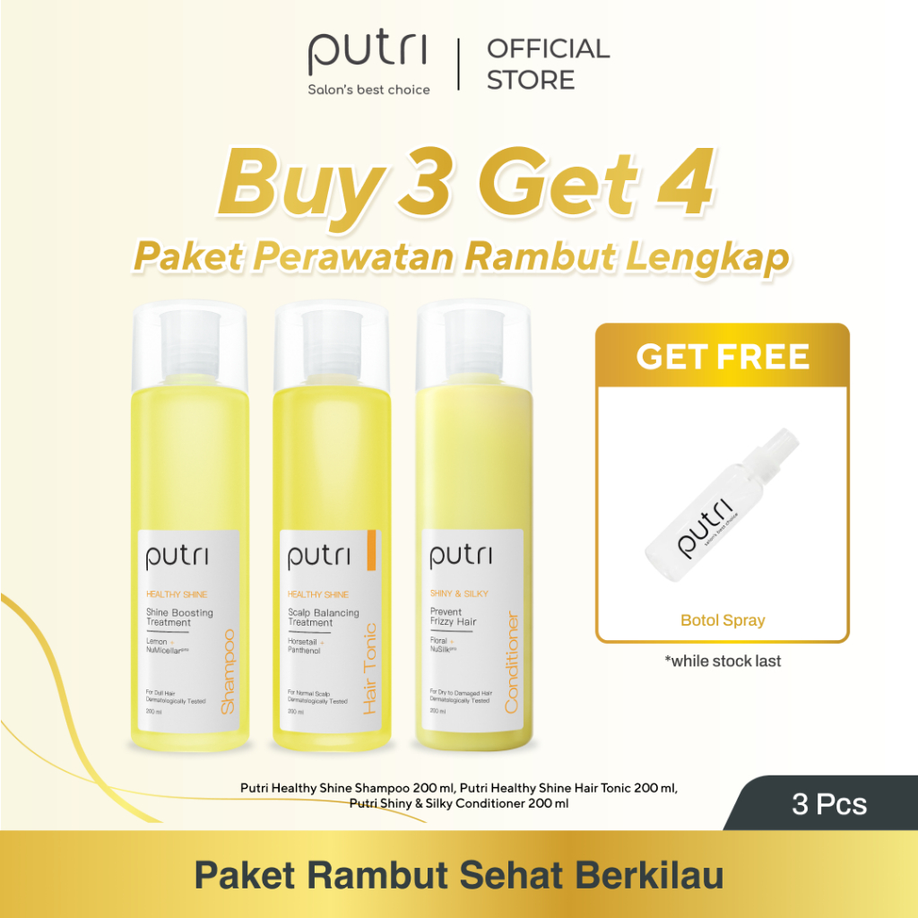 [PAKET 3IN1] Putri Paket Lengkap Perawatan Rambut Badai Sehari-hari 200ml | Rambut Sehat Berkilau | 