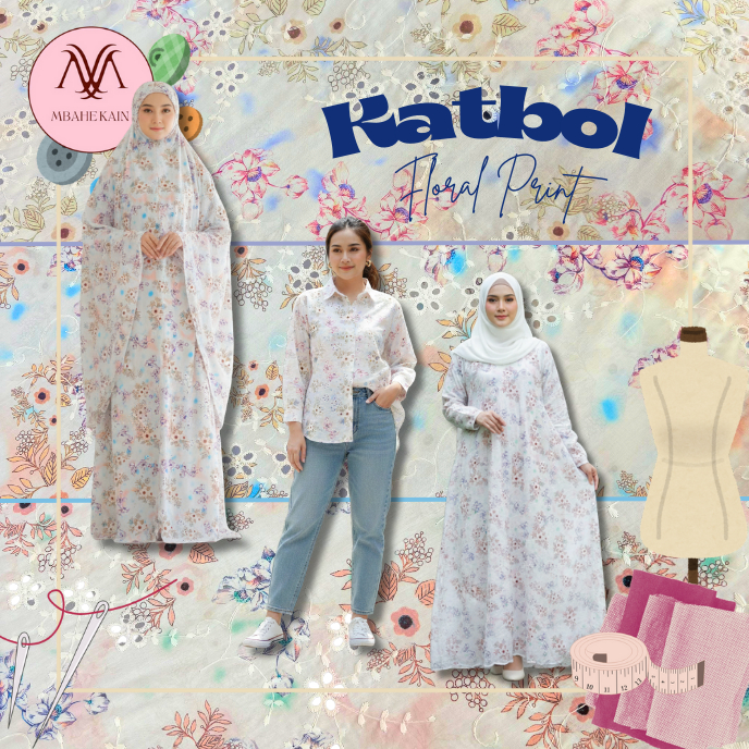 Kain Katbol Katun Bordir Bolong Premium Motif Bunga Print Halus Murah Per Setengah Meter Untuk Blous