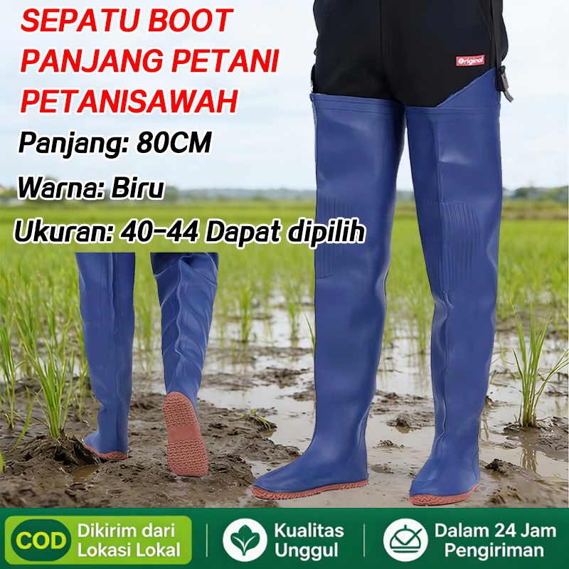 Sepatu Boots Pria Anti Air / Sepatu Boot Panjang untuk Sawah / Ladang / Empang / Panjang Sampai Paha