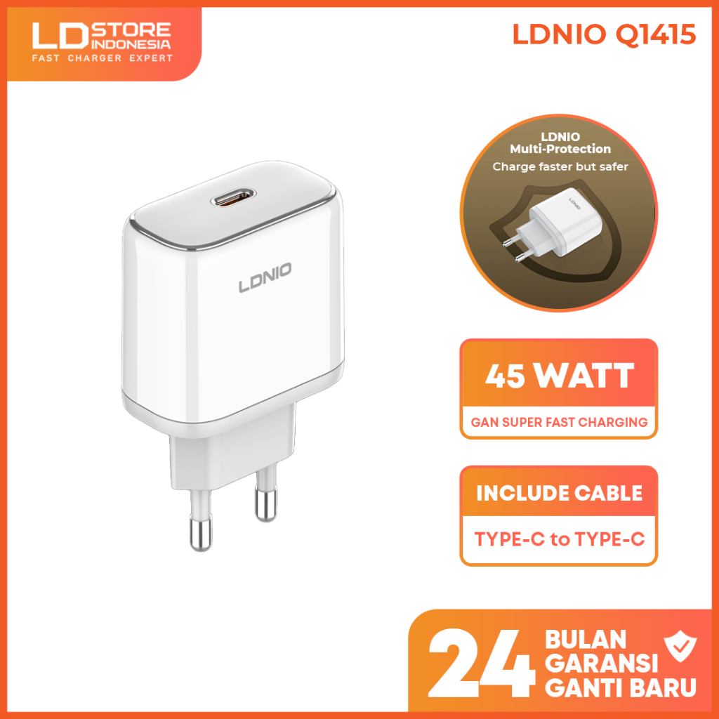 LDNIO New 45W GAN Super Fast Charger Adapter Travel Q1415