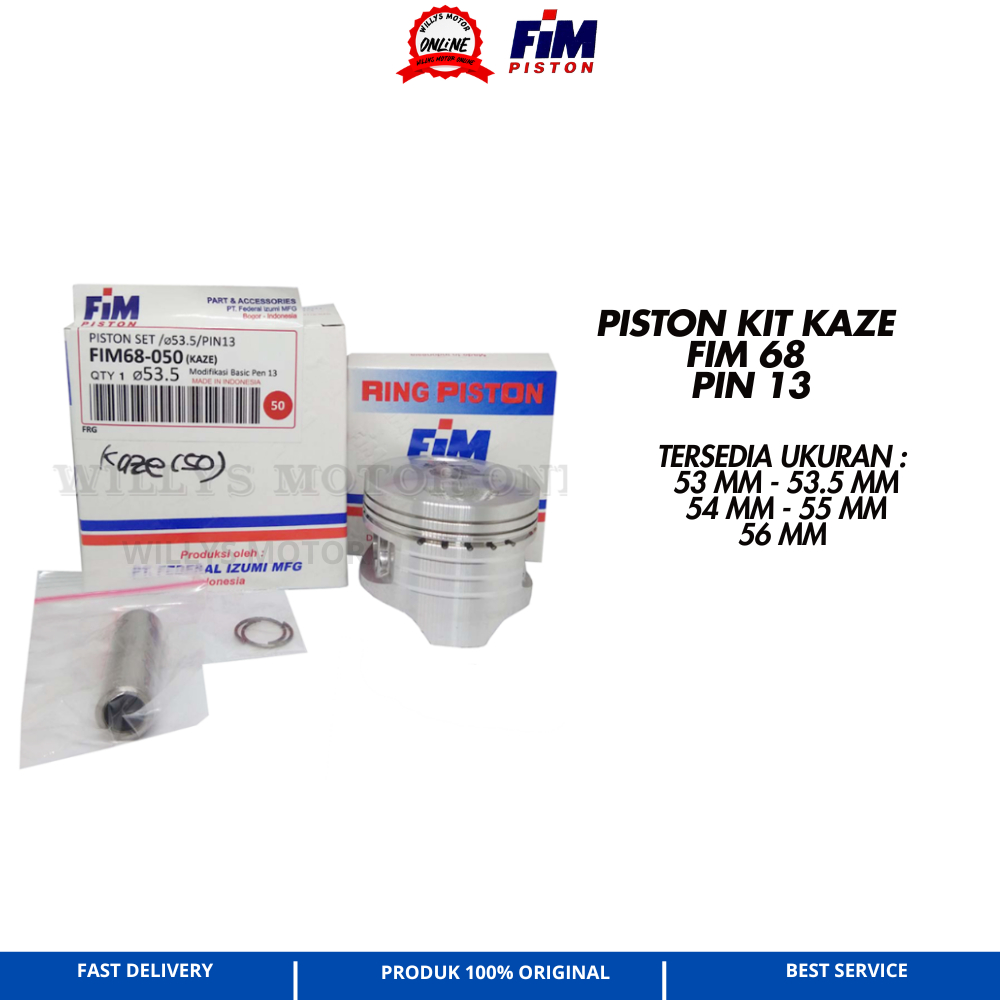 PISTON KIT KAZE 53 53.5 54 55 56 PIN13 FIM IZUMI FIM68 Seher Kaze Seher 53 53.5 54 55 56 PIN13