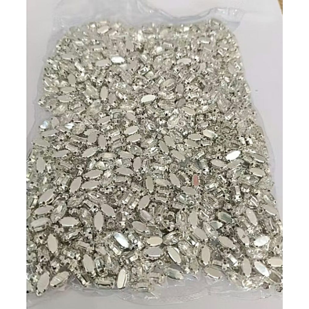 (GROSIR) PAYET DIAMON CANGKANG MATA KACA 5X10mm (-+500Pcs)