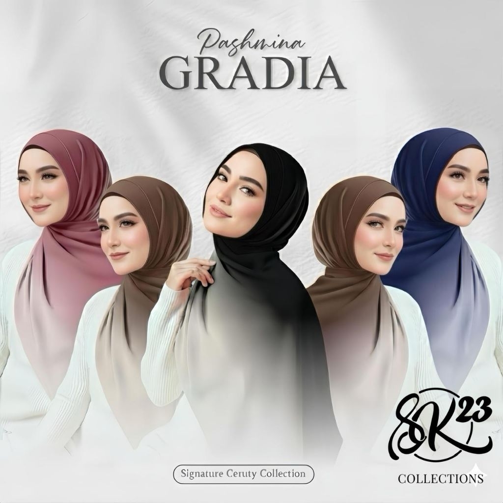 (SK23) PASHMINA GRADIA•pashmina ombre•pashmina ceruty•pashmina 2 warna •ori sk23•