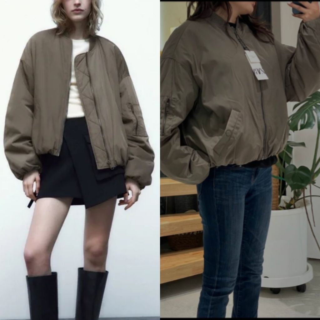 ZARA JAKET BOMBER FLIGHT JAKET BROWN BARU ASLI ORIGINAL