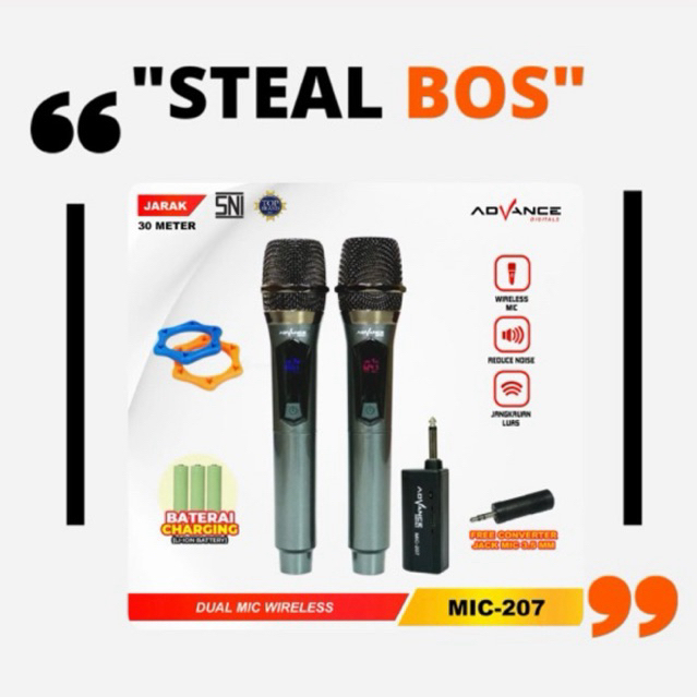 mic advance 207 mic advance-207 microphone wireless double mic-207 advance mic double