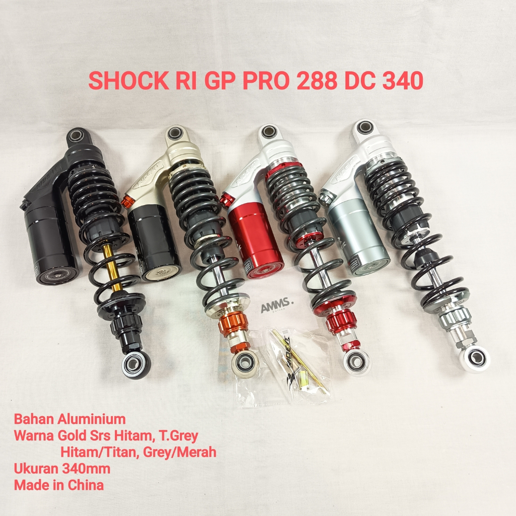 SHOCK TABUNG RIDE IT GP PRO 288 DOUBLE CLICK 340MM MOTOR BEBEK KHARISMA, JUPITER, FIZ R WARNA GOLD S