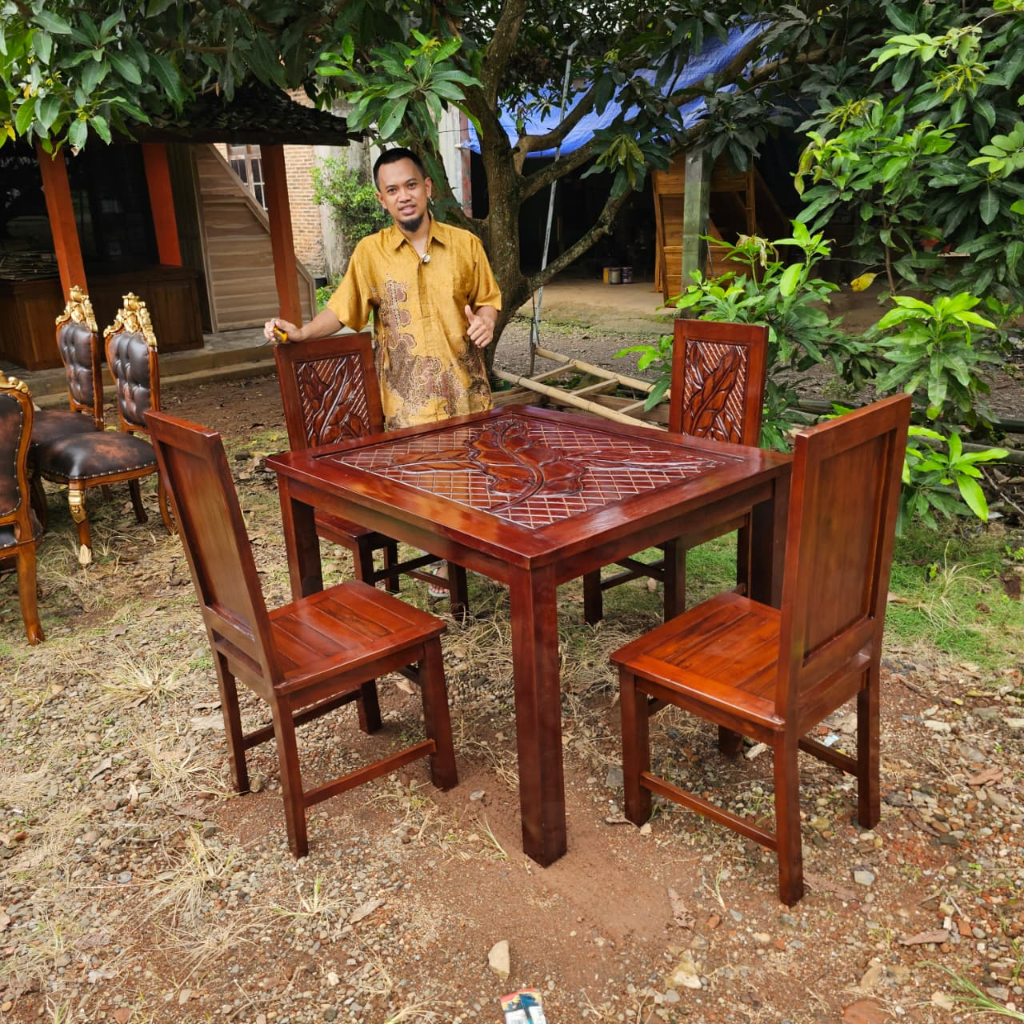 Kursi Meja Makan Kursi 4 Ukiran Warna Custom Full Kayu Jati Mebel Jati Jepara