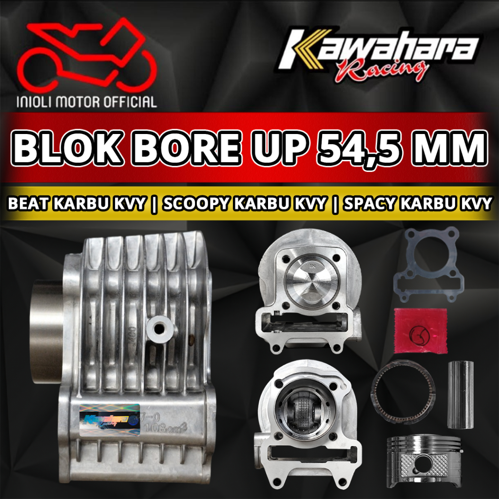 BLOK SEHER BORE UP 54.5 KAWAHARA RACING 54,5MM BEAT KARBU SCOOPY CARBU SPACY KARBURATOR KVY BLOK BOR