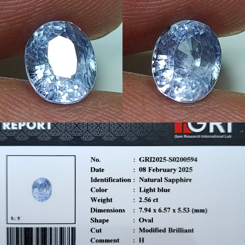 NATURAL BLUE SAPPHIRE GOOD LUSTER HEATED MEMO GRI LAB