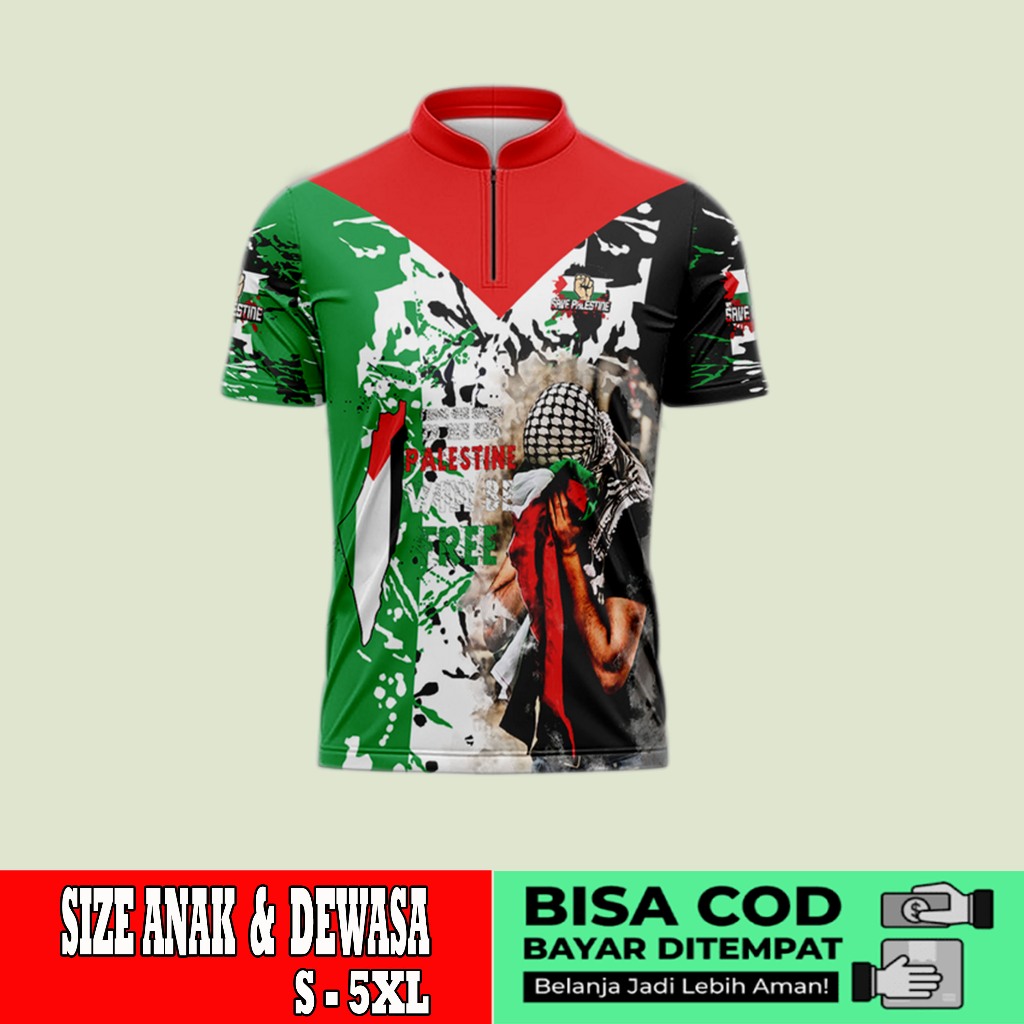 Baju Koko Pria Spesial Ramadhan Lengan Pendek Full Printing koko pendek fullprint motif palestina ar