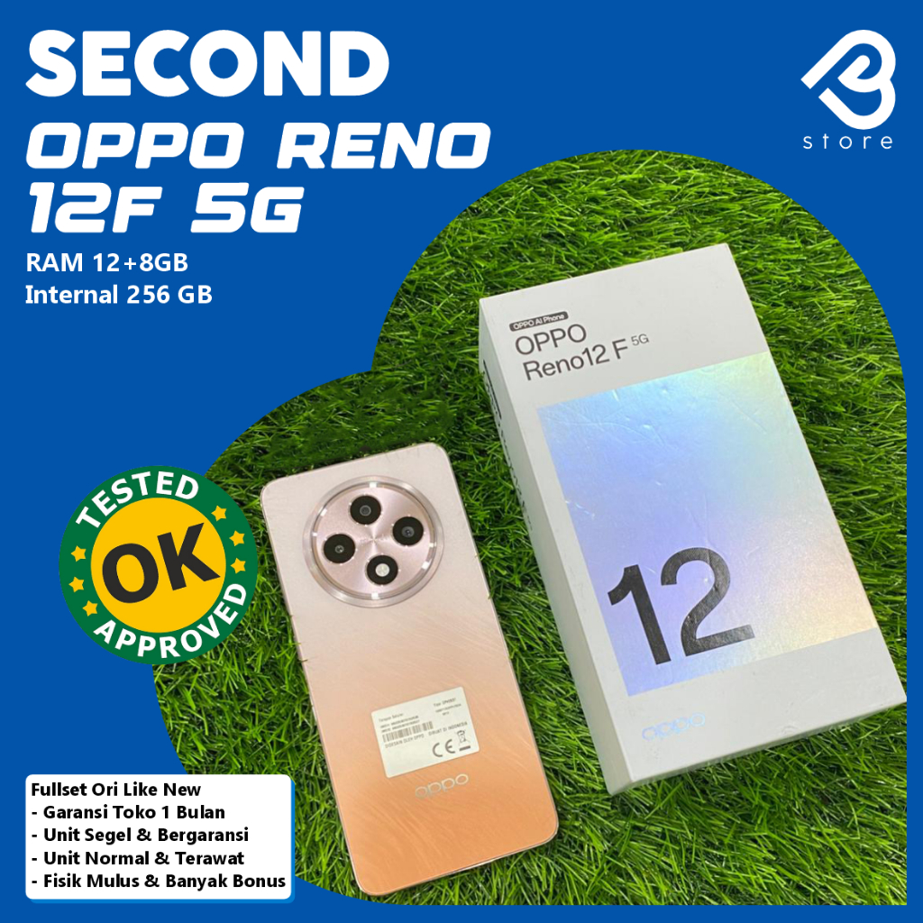 (Stok Terbatas) Second Oppo Reno 12F 5G / RAM 12+8 GB / Internal 256 GB