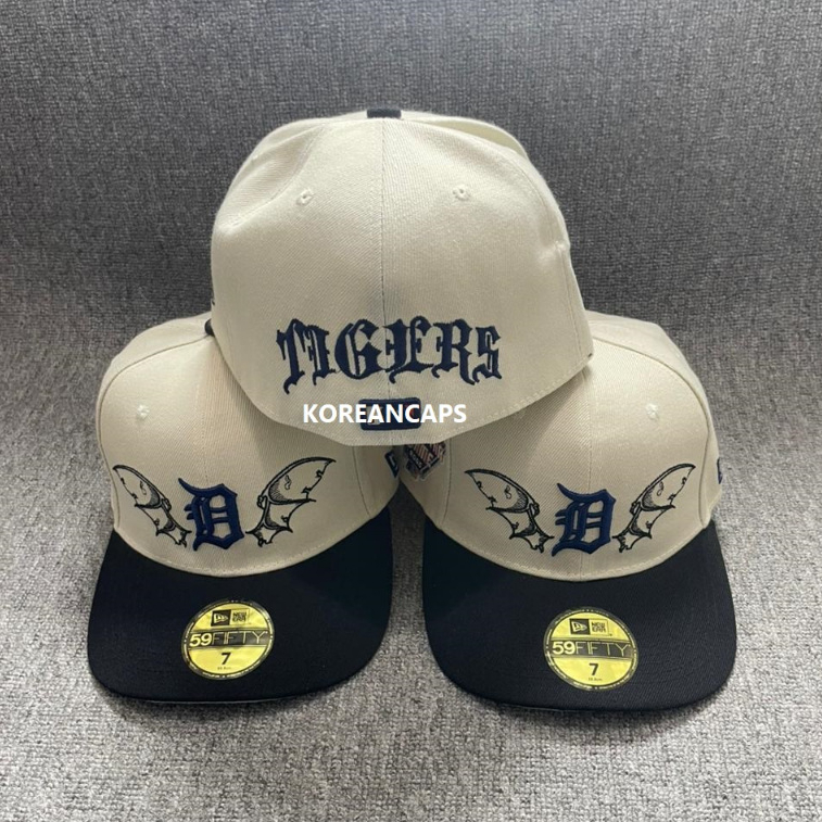 Topi Fitted Detroit Tigers All Star Game Wings Cream Black Build Up Curved Bordir Caps