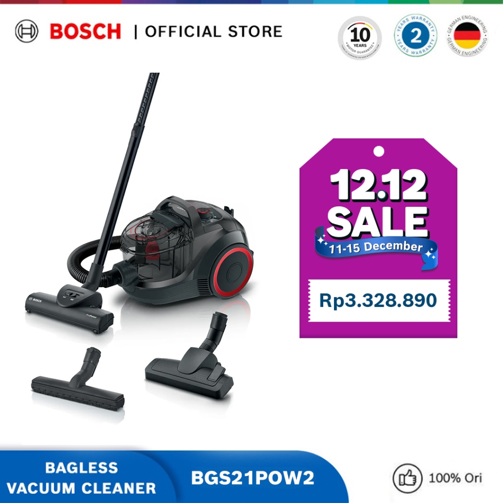 Bosch BGS21POW2 Bagless Vacuum Cleaner ProPower Seri 4 Hitam