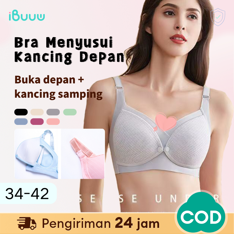 Push Up BH Menyusui Tanpa Kawat Kancing Depan Maternity Bra Nursing Bra Wireless Bahan Katun Busa