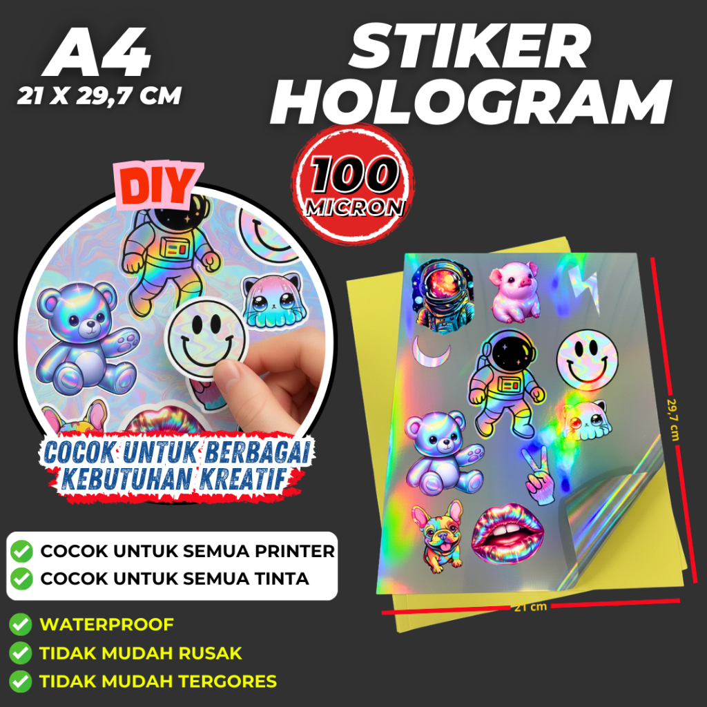 STIKER HOLOGRAM A4 INKJET WATERPROOF /STICKER HOLOGRAM UKURAN A4 ANTI AIR