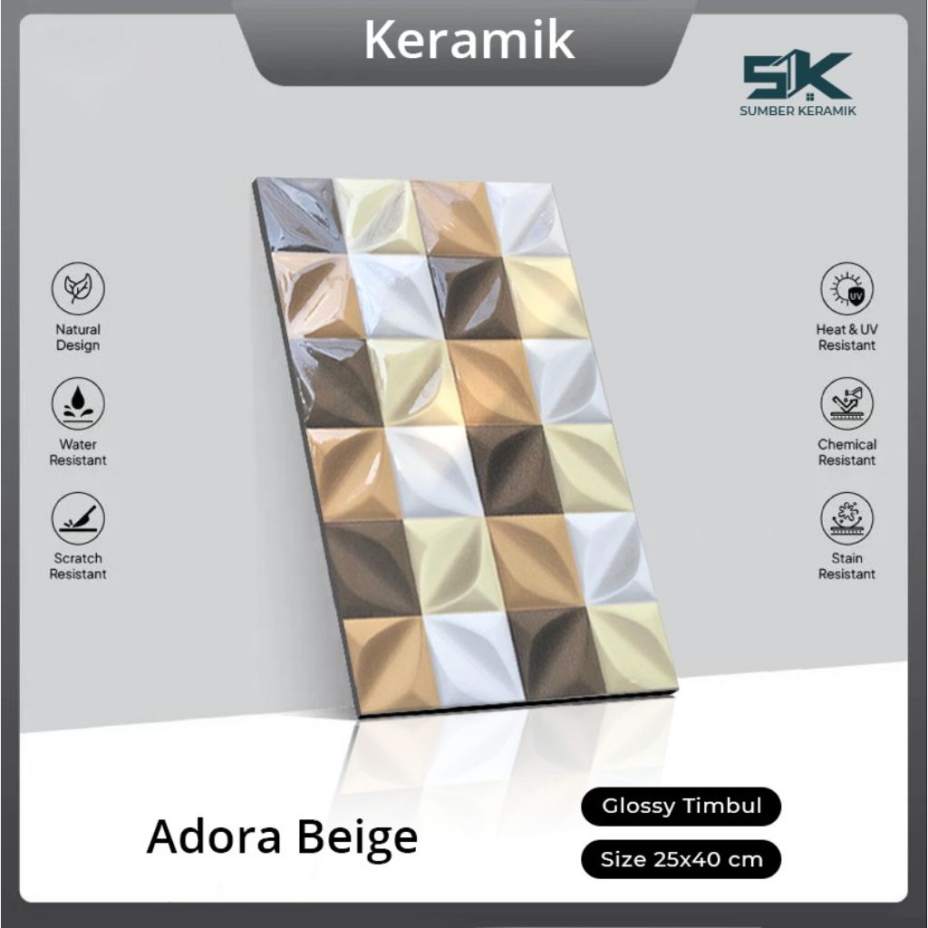 KERAMIK DINDING ADORA BEIGE 25X40