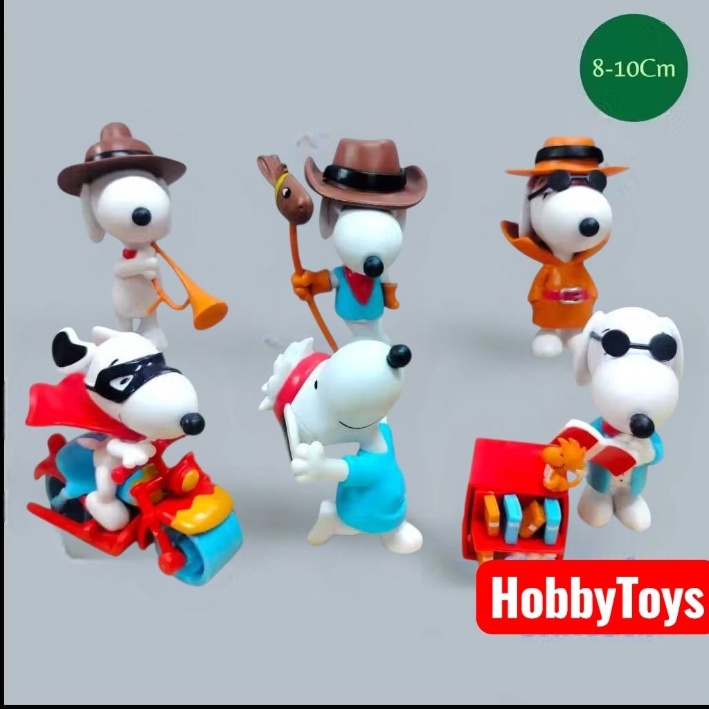 action figure Snoopy Pajangan snoopy set 6pcs
