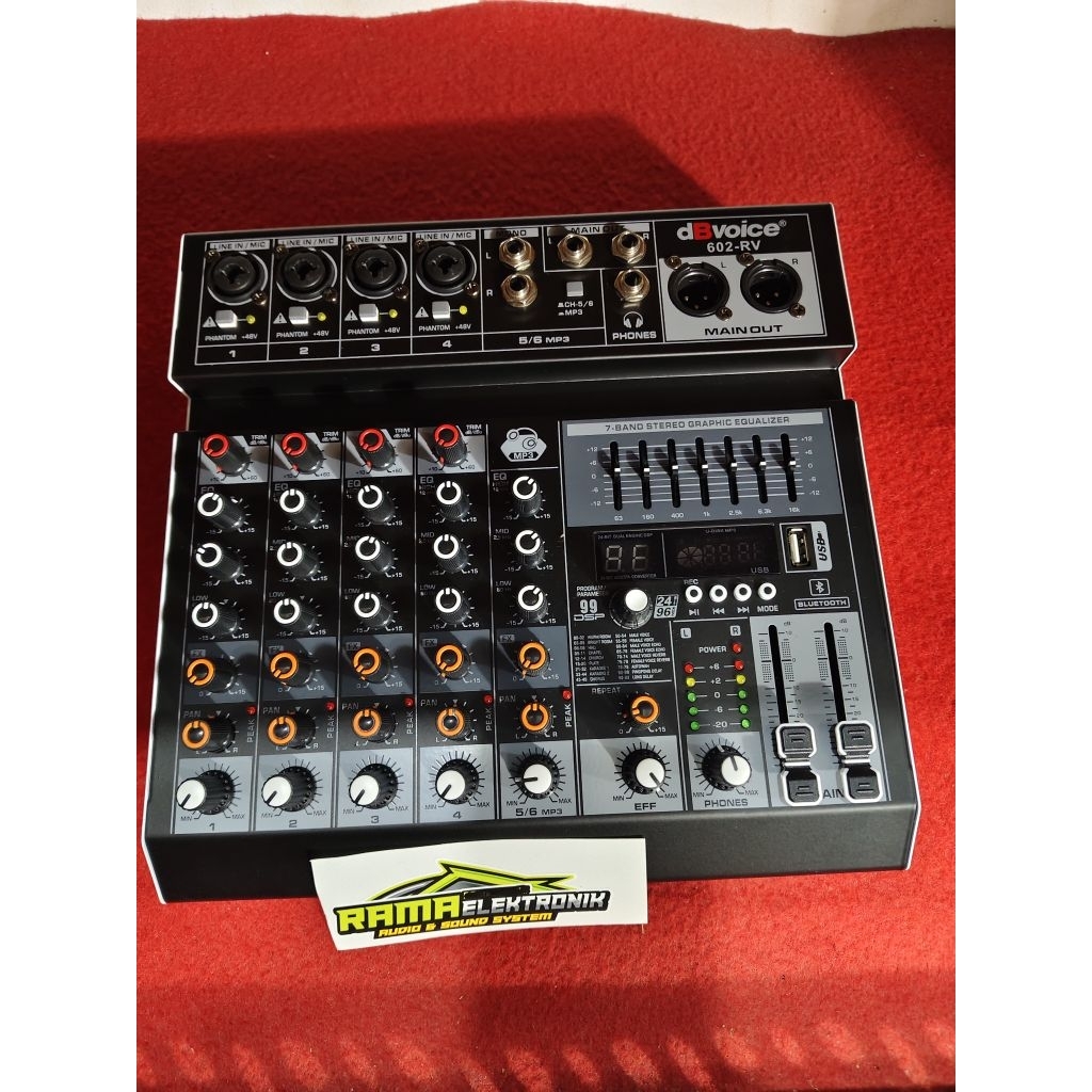 MIXER AUDIO DB VOICE  602 RV 6 CHANEL CH PENGOLAHAN SUARA dbvoice 602 rv
