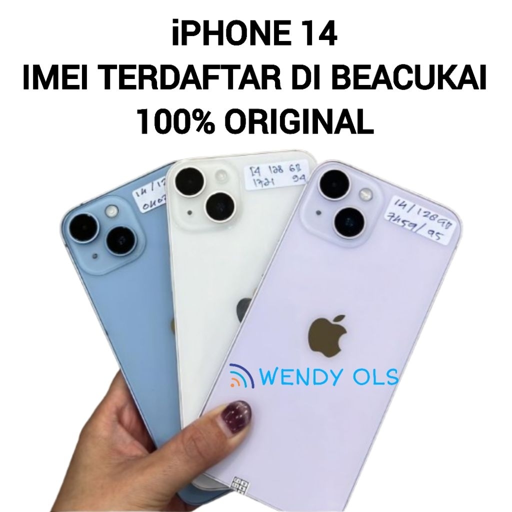 iPhone 14 5G Second 128GB 256GB 512GB BLUE MIDNIGHT STARLIGHT PURPLE RED YELLOW SECOND SEKEN BEKAS M