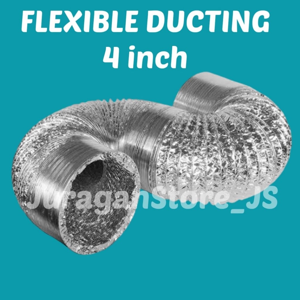 pipa exhaust alumunium 4 inch panjang 10 meter / pipa alumunium flexible  ducting / pipa pembuangan 