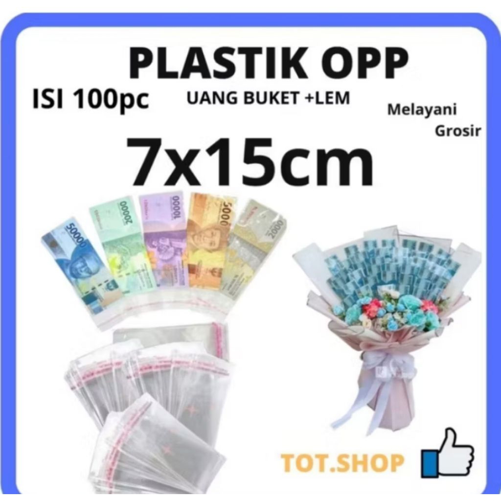 plastik uang plastik buket opp 7x15