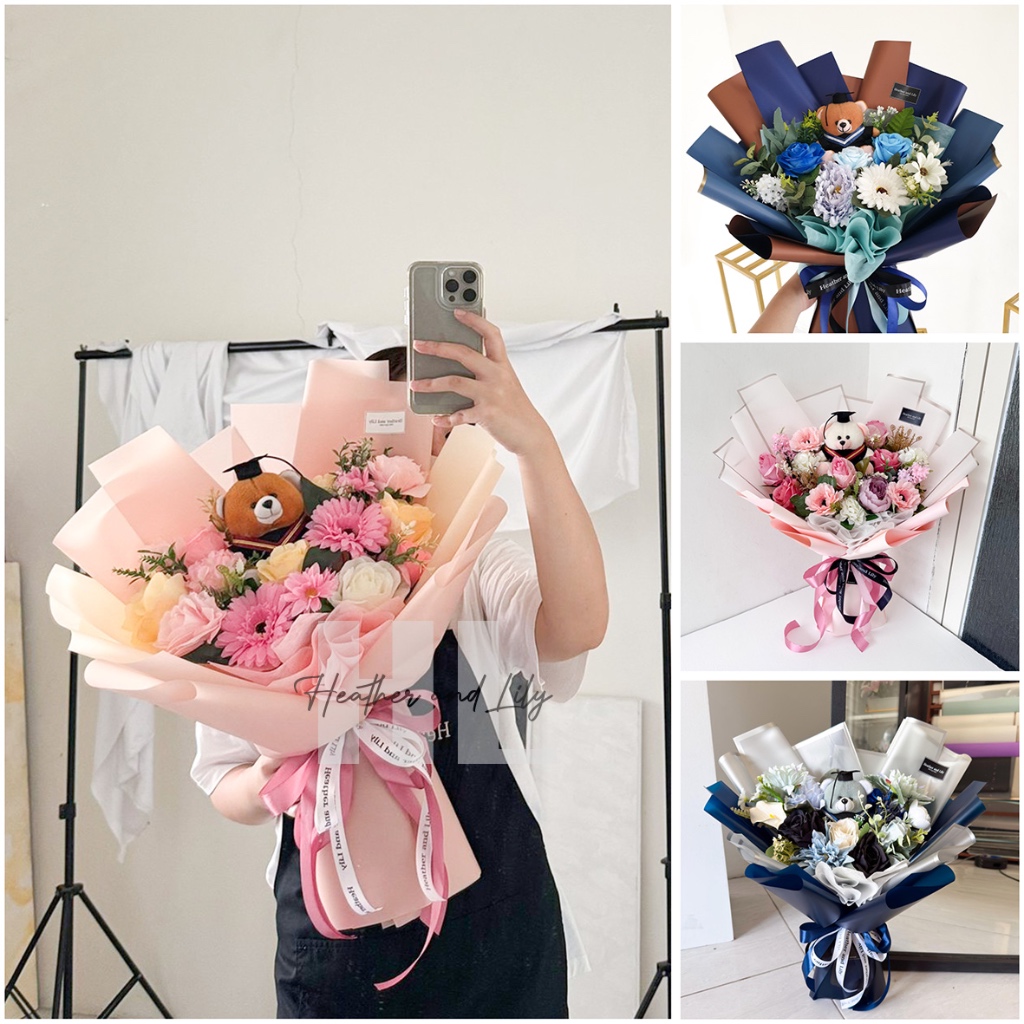 BOUQUET BUNGA BONEKA WISUDA BESAR / BUKET BUNGA BONEKA WISUDA / BUCKET WISUDA PREMIUM