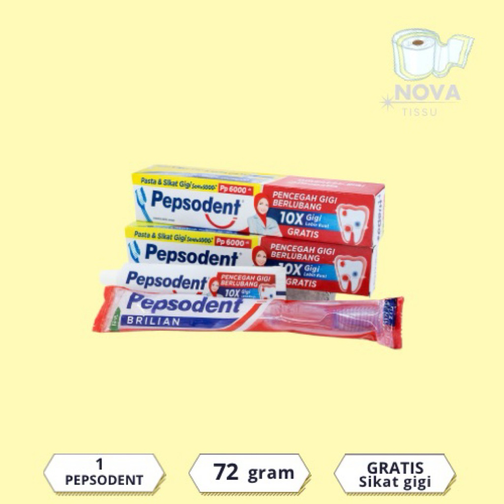 Pepsodent 72gram pasta gigi Gratis sikat gigi