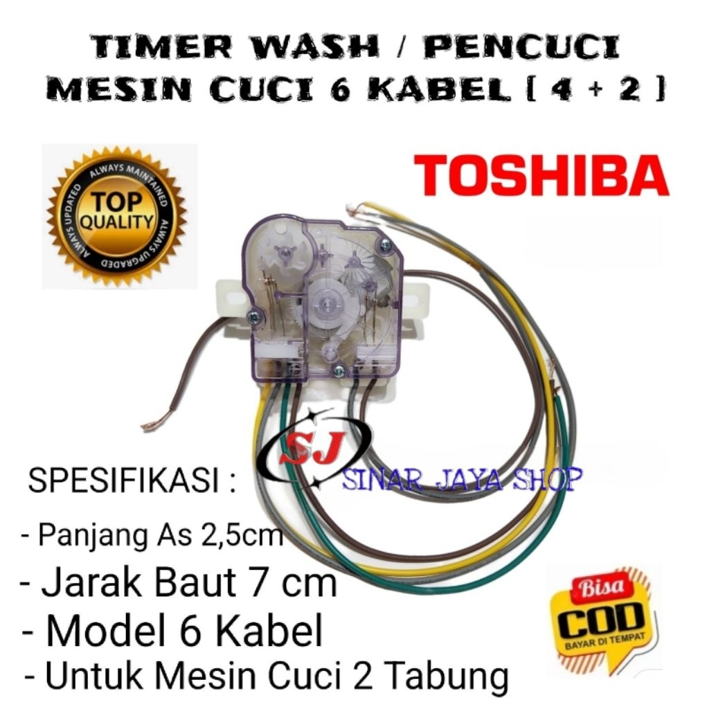 TIMER WASH 6 KABEL MESIN CUCI TOSHIBA 2 TABUNG - TIMER MESIN CUCI TOSHIBA 6 KABEL