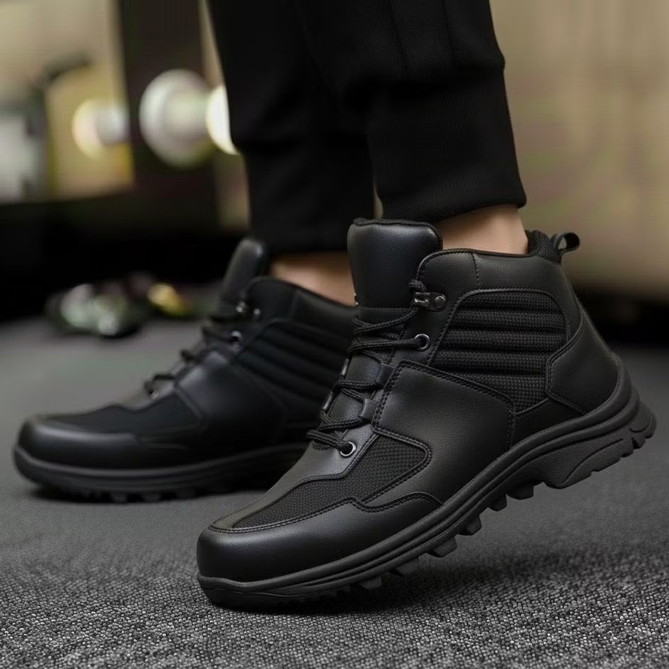 NYKRMN - Sepatu Safety Pria Boots Pdh Kerja Satpam Security Outdoor Ujung Besi