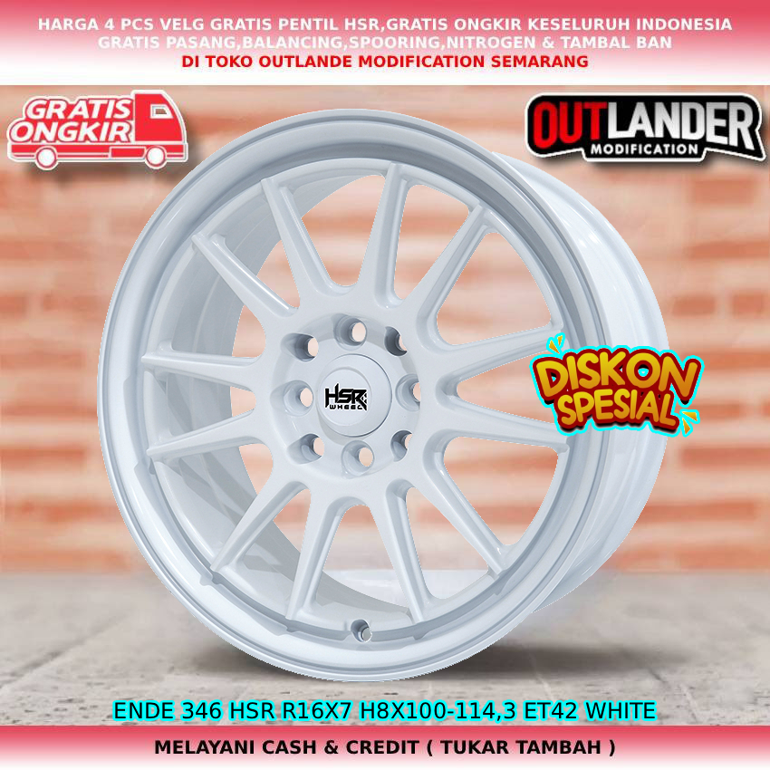 Velg racing ring16 untuk mobil Confero| Formo| Alvez| Binguo EV| Panther| dll velg hsr ende R16