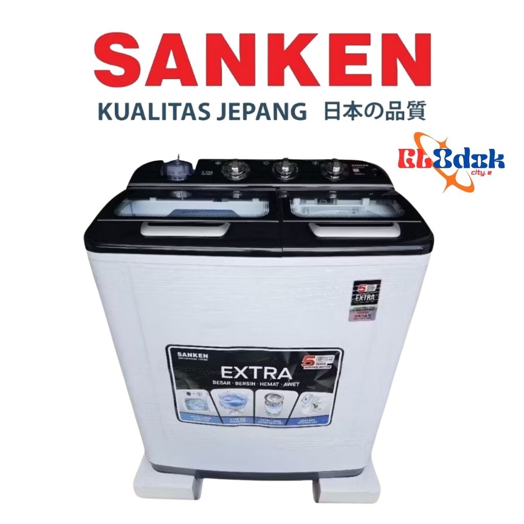 Sanken Mesin Cuci 2 Tabung 11 Kg TW-1125GWB / TW1125 GWB / TW1125GWB 11 Kg