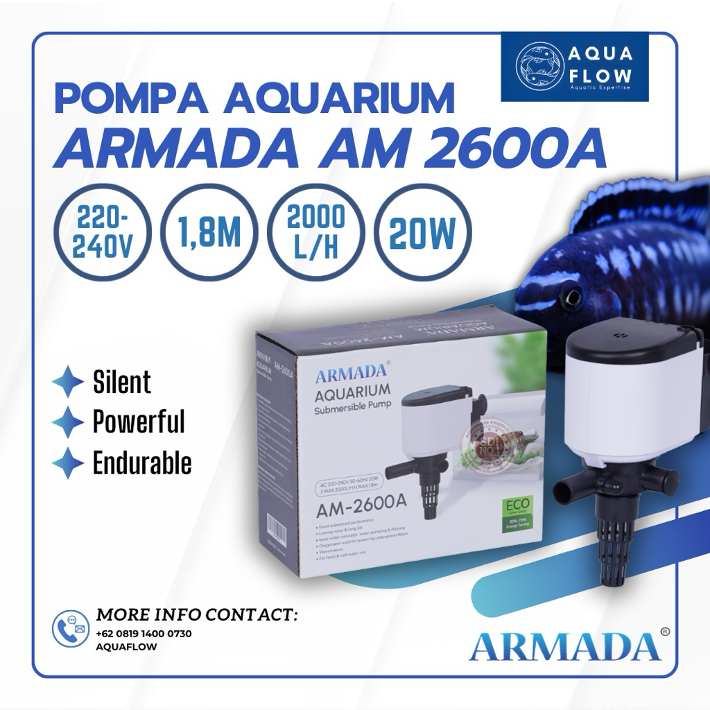 Pompa Aquarium Armada AM 2600A 2000L/H 20W / Pompa Aquarium / Pompa Kolam
