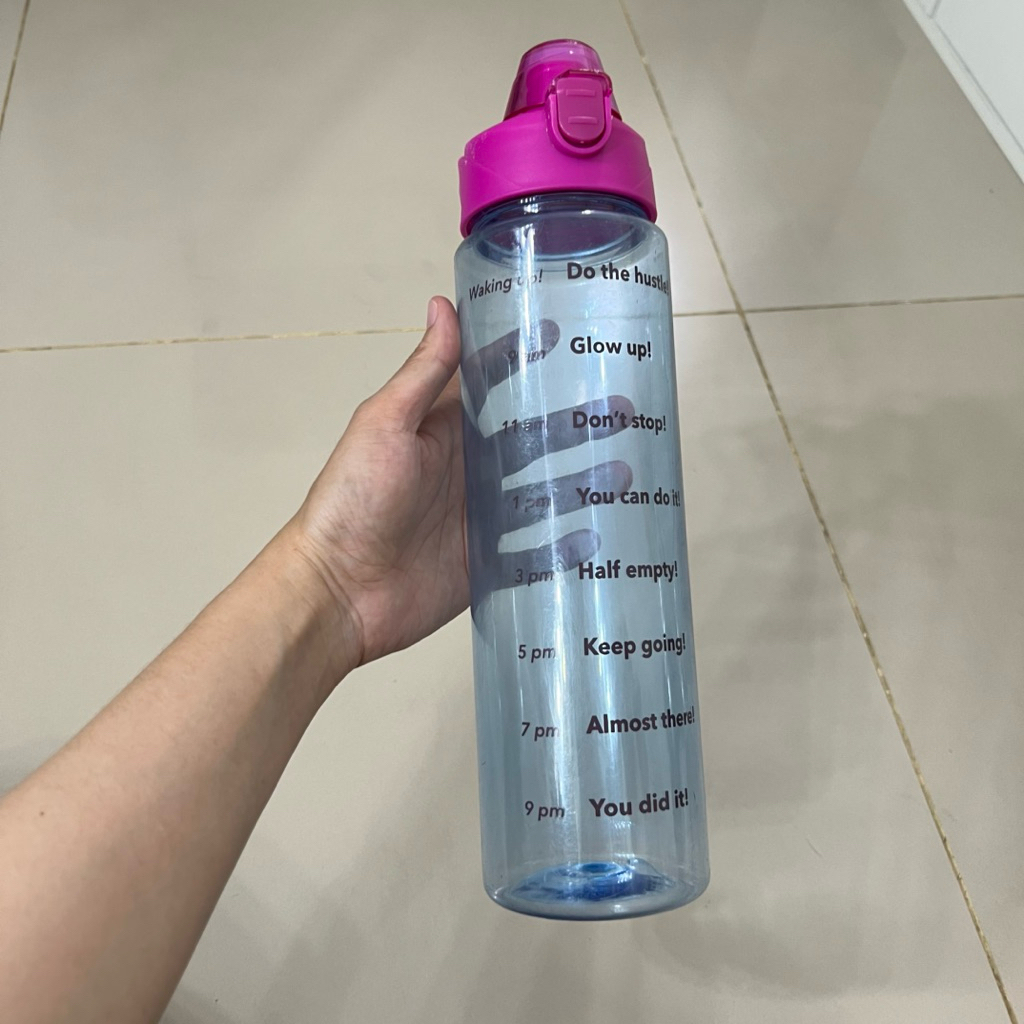 Flying Tigers Drinking Water Tumbler 1 Liter / Sport Bottle / Botol Air Minum - Blue & Magenta Pink
