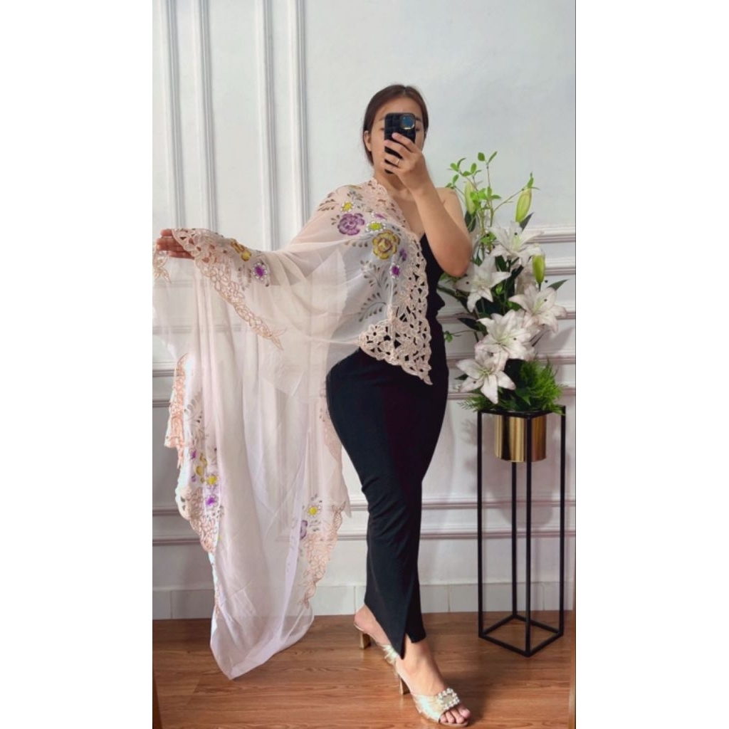 KAIN BORDIR LUKIS BALI/ BAHAN KEBAYA ENCIM TERBARU SIFON CREPE LUKIS BORDIR