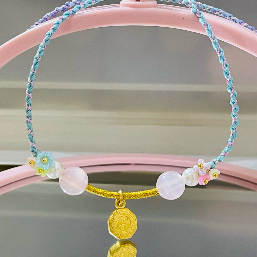 LIMITED EDITION Kalung Tali Bunga Variasi Emas Kadar (24K 999%) Charm YinYang