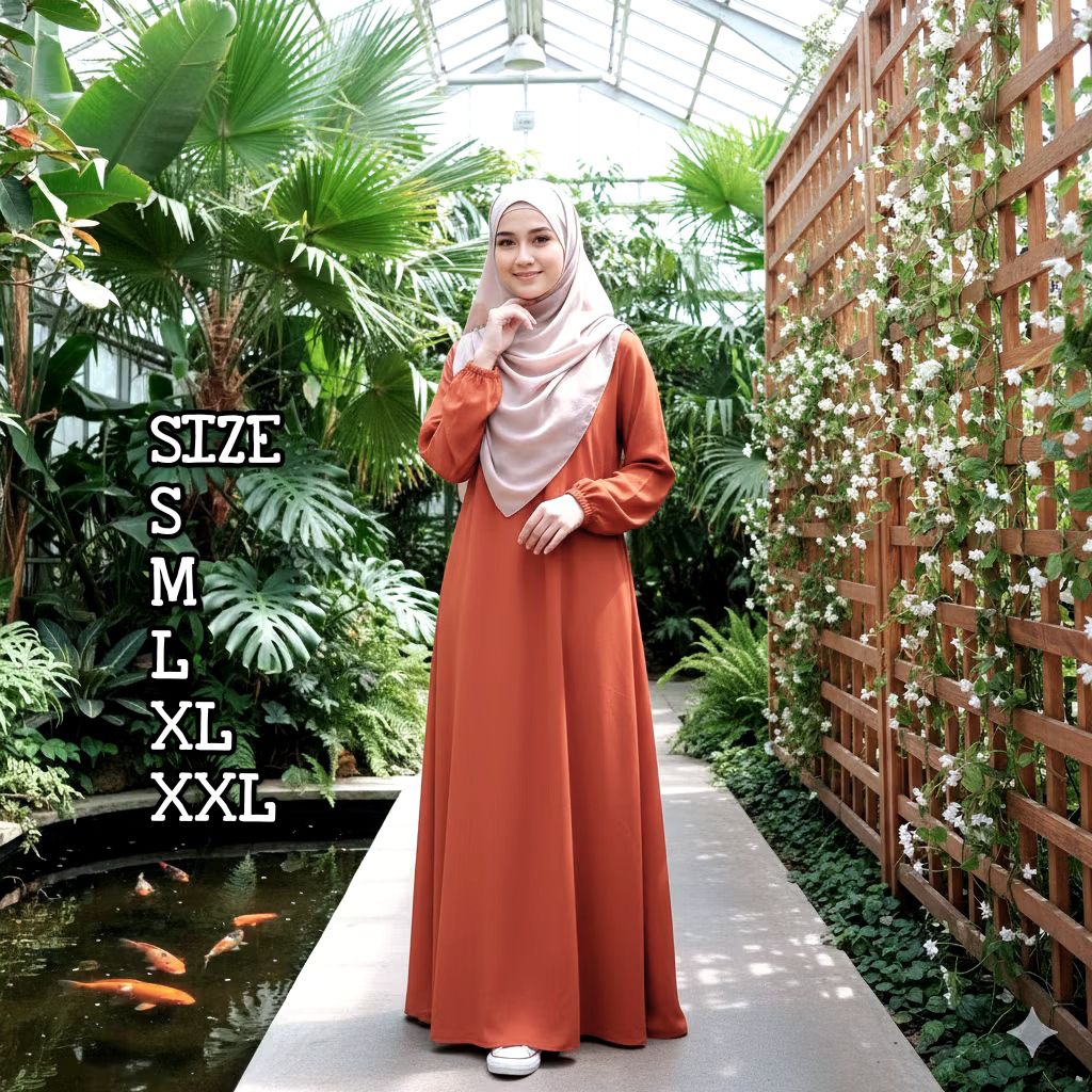 Abaya gamis simple polos remaja dewasa ukuran S M L XL XXL busui priendly fashion muslim wanita