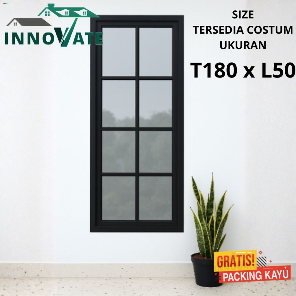 jendela aluminium ornamen 180x50 free packing kayu