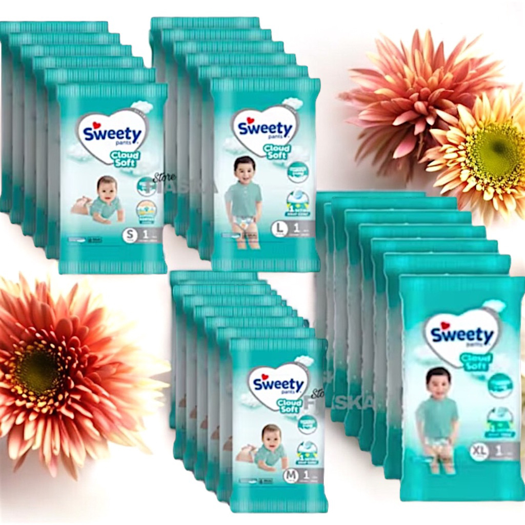 Sweety Popok Bayi Silver Pants Renceng 1 Sachet x 6 pcs Size S M L XL- popok anti bocor anti ruam