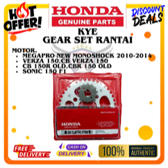 KYE GEAR SET RANTAI ASLI HONDA MEGAPRO NEW MONOSHOCK,GEAR SET ASLI HONDA VERZA 150,GEAR SET ASLI HON