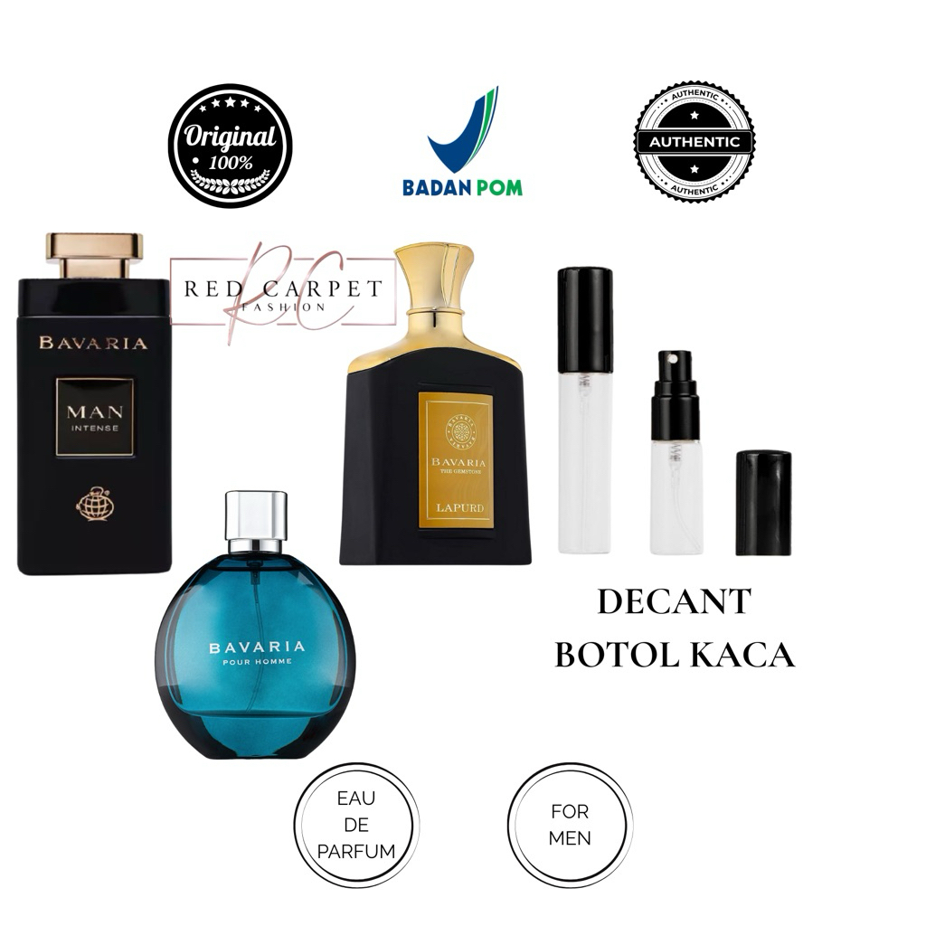 DECANT / SHARE / TESTER FRAGRANCE WORLD BAVARIA EDP / BAVARIA MAN INTENSE /  BAVARIA THE GEMSTONE LA