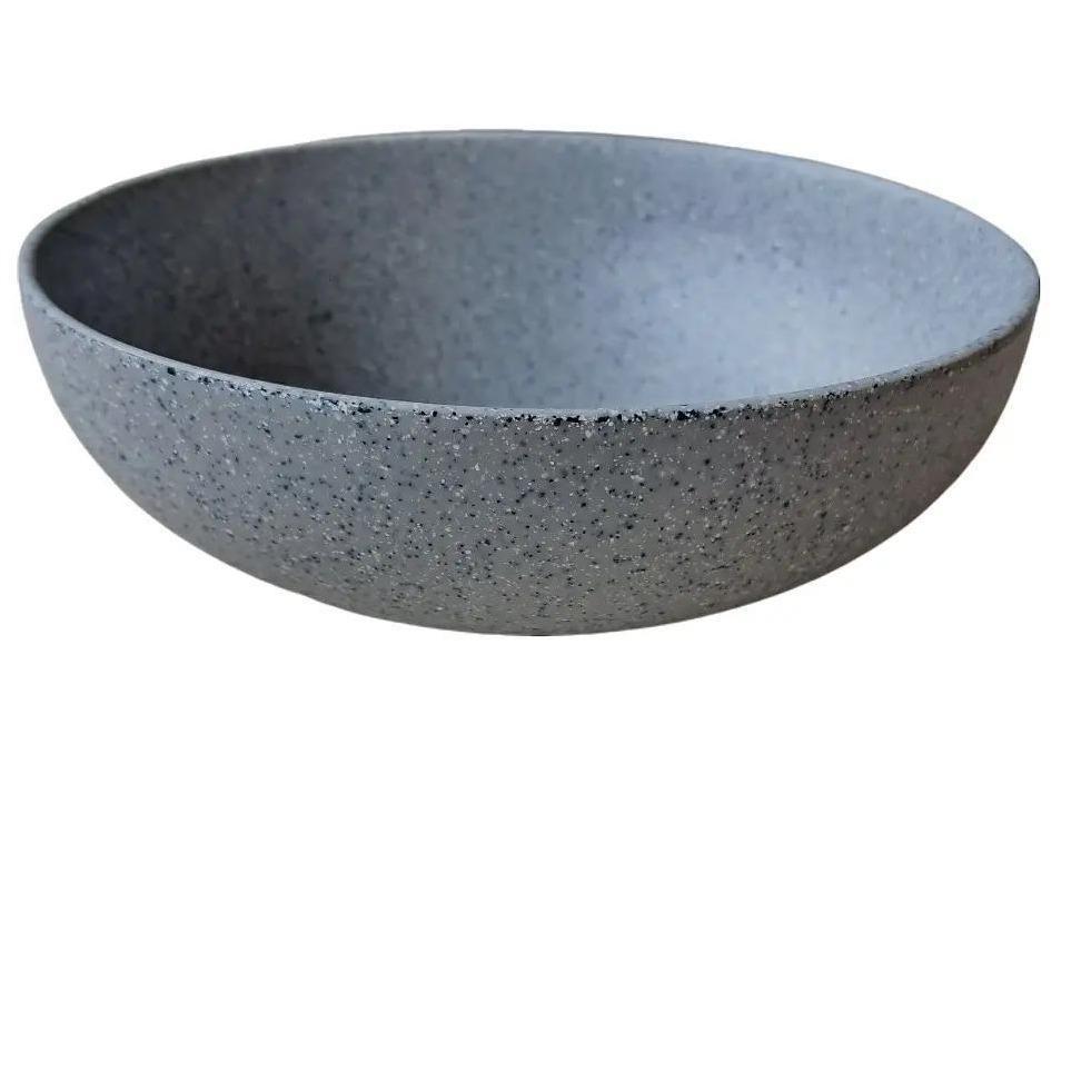 Mangkuk Ceper 7" Abu Abu Melamine Stone Series - Golden Dragon W7107A